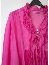 Ruffle Front Silk Blouse