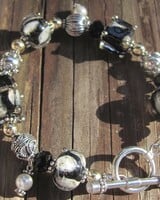 Out Of The Fire Pearl Oyster 5 Bead Lampglass Bracelet