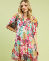 Watercolor Floral Babydoll Dress