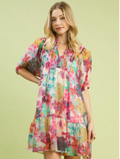 Watercolor Floral Babydoll Dress