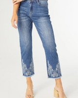 Floral Embroidered Crop Jeans
