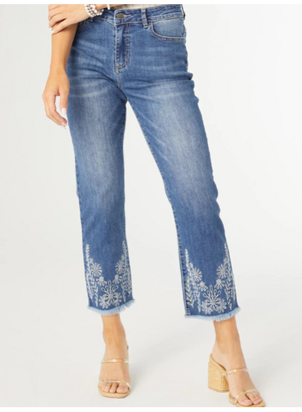 Floral Embroidered Crop Jeans