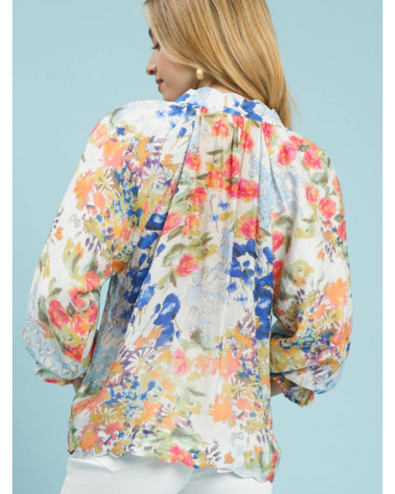 Watercolor Floral Printed Blouse