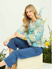 Watercolor Floral Printed Blouse