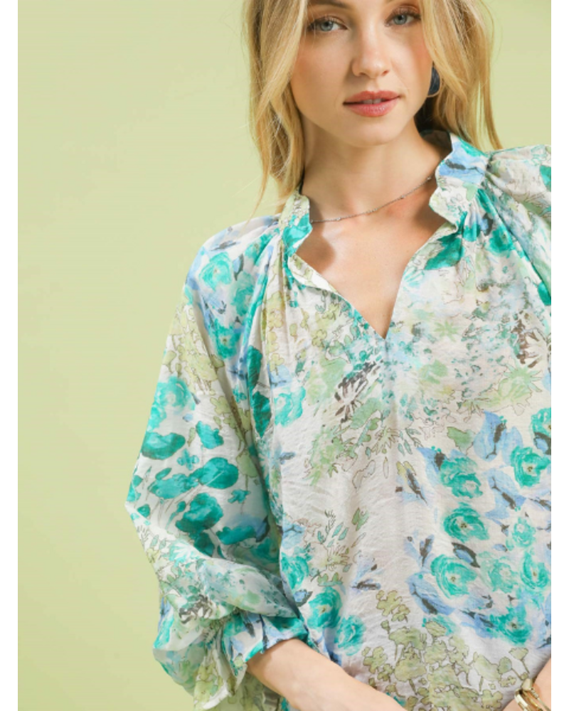 Watercolor Floral Printed Blouse