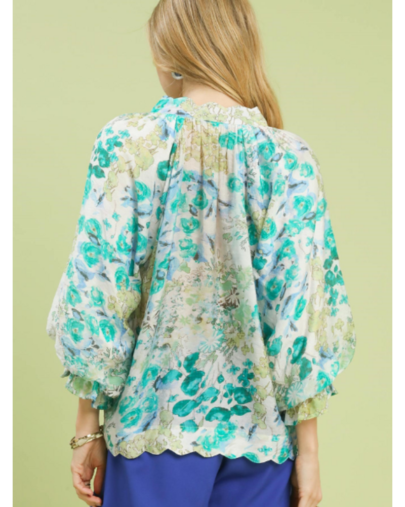 Watercolor Floral Printed Blouse