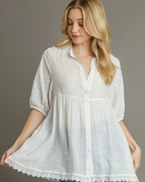 Eyelet Tiered Buttonfront Tunic