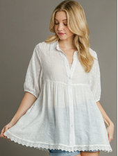 Eyelet Tiered Buttonfront Tunic