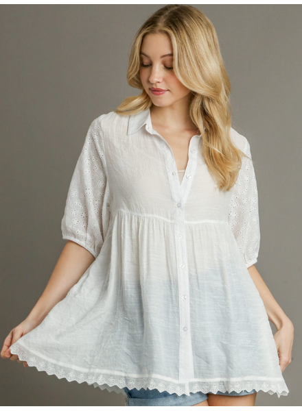 Eyelet Tiered Buttonfront Tunic
