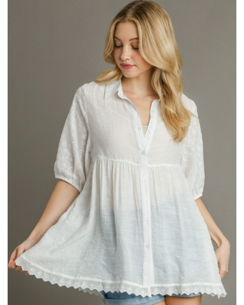 Eyelet Tiered Buttonfront Tunic