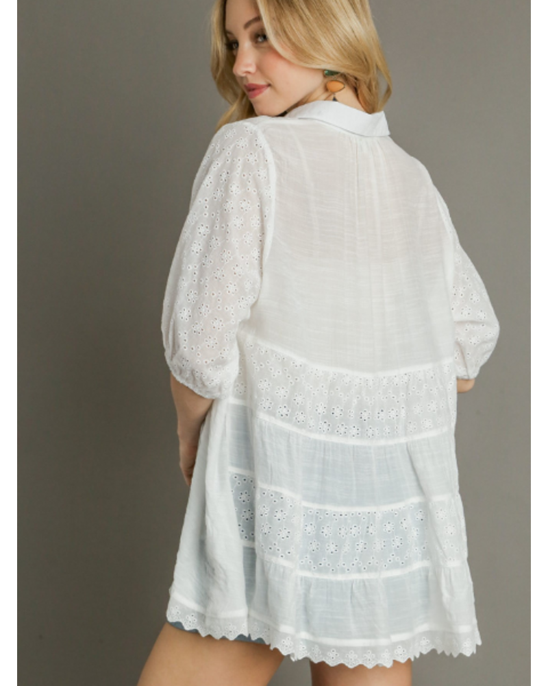 Eyelet Tiered Buttonfront Tunic