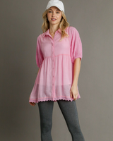 Eyelet Tiered Buttonfront Tunic