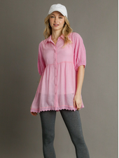 Eyelet Tiered Buttonfront Tunic