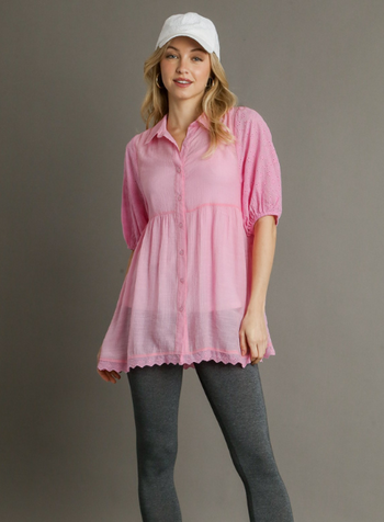 Eyelet Tiered Buttonfront Tunic