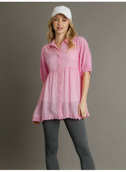 Eyelet Tiered Buttonfront Tunic