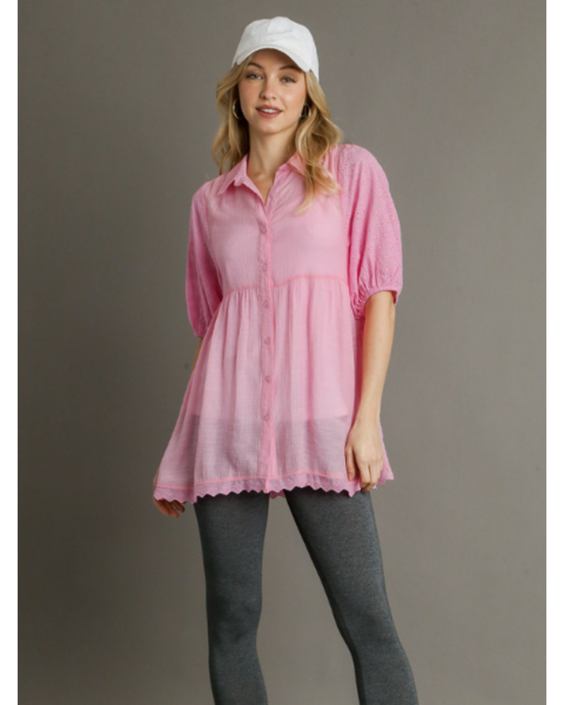 Eyelet Tiered Buttonfront Tunic