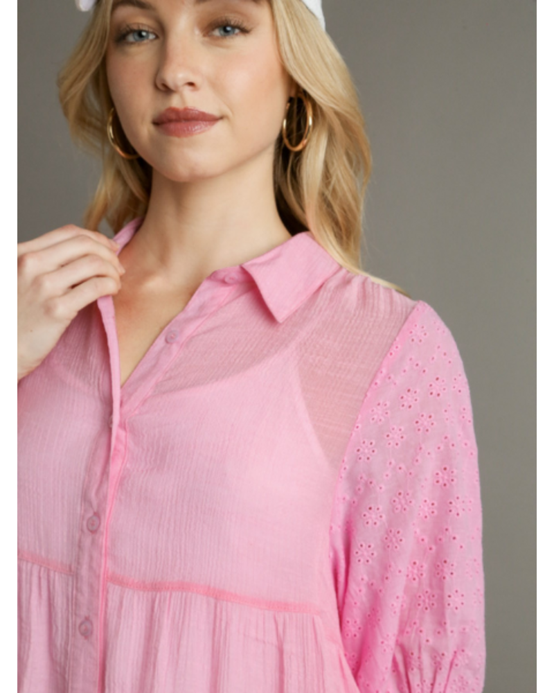 Eyelet Tiered Buttonfront Tunic