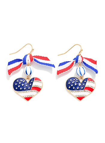 American Flag Bow Earrings