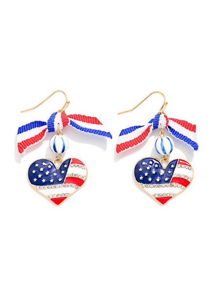 American Flag Bow Earrings