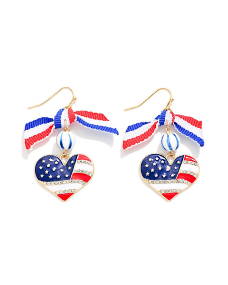 American Flag Bow Earrings