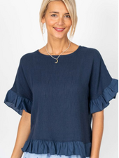 Ruffle Edge Linen Top