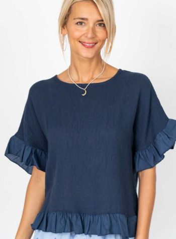 Ruffle Edge Linen Top