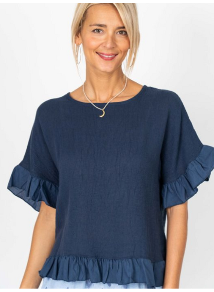 Ruffle Edge Linen Top