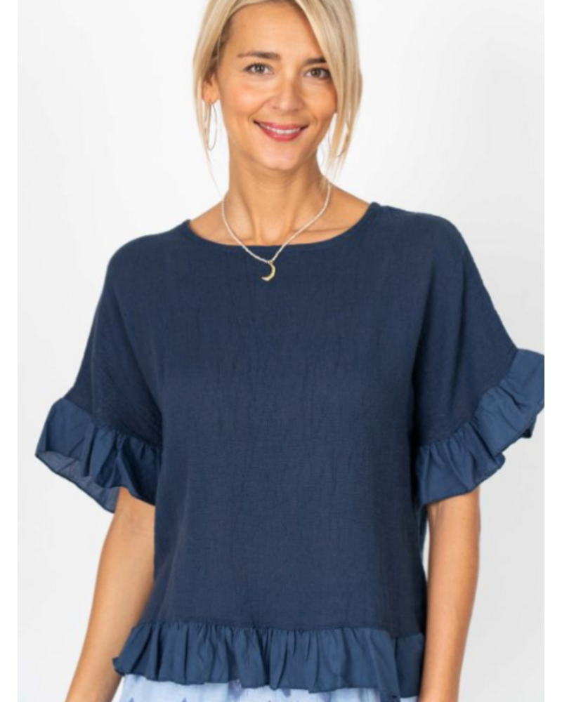 Ruffle Edge Linen Top