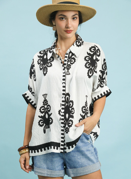 Bold Black and White Buttonfront