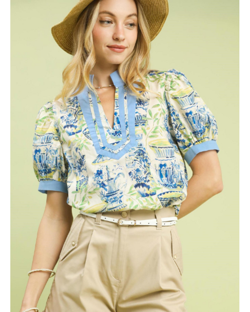 Chinoiserie Print Top