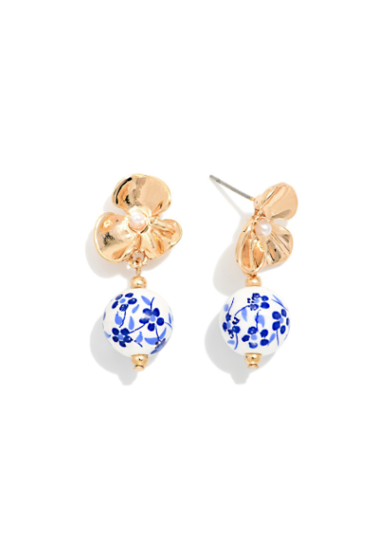 Chinoiserie Bead Flower Post Earrings