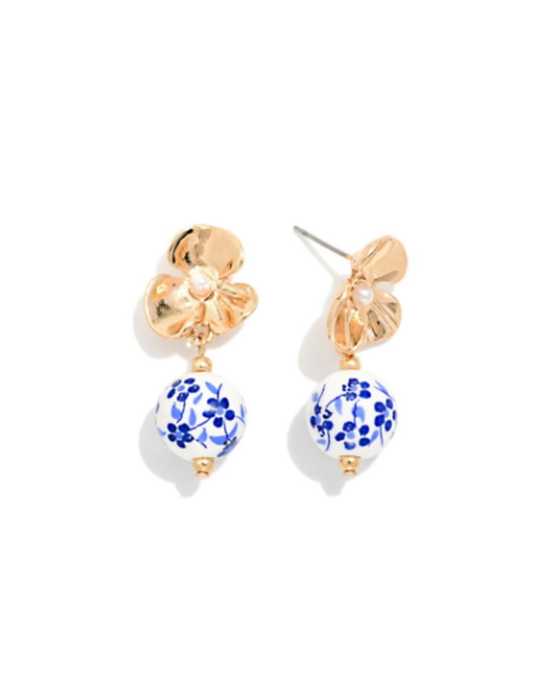Chinoiserie Bead Flower Post Earrings