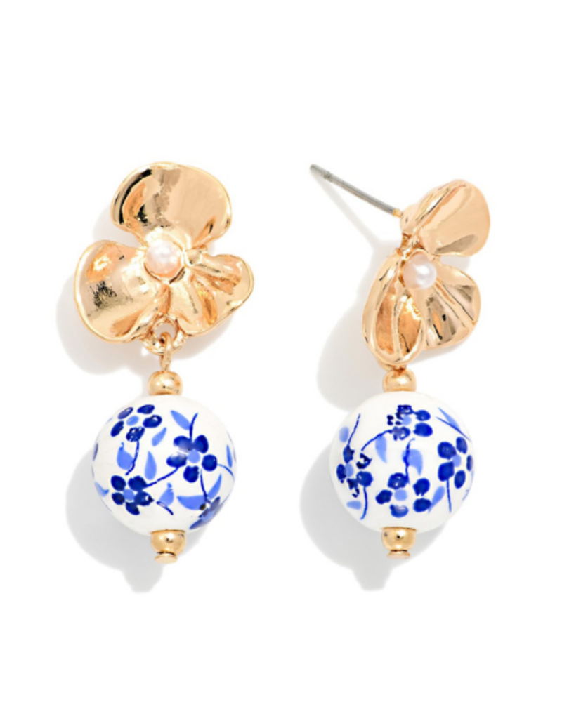 Chinoiserie Bead Flower Post Earrings
