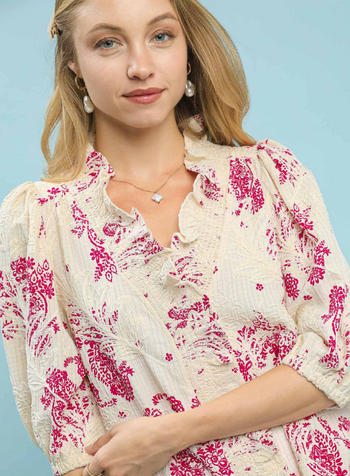 Floral Embroidered Ruffled Top