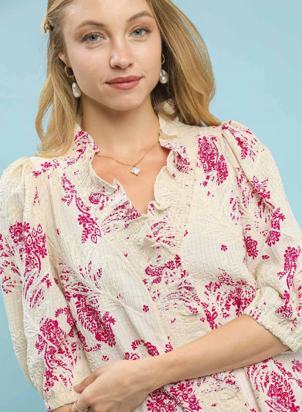 Floral Embroidered Ruffled Top
