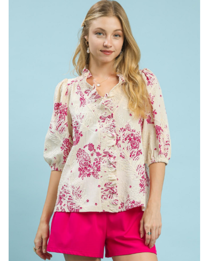 Floral Embroidered Ruffled Top