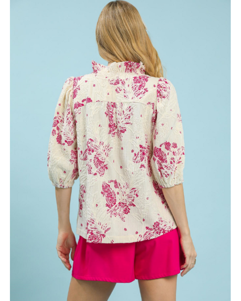 Floral Embroidered Ruffled Top