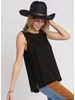 Button Back Frayed Edge Sleeveless Top