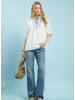 Pinstripe Trimmed Blouse