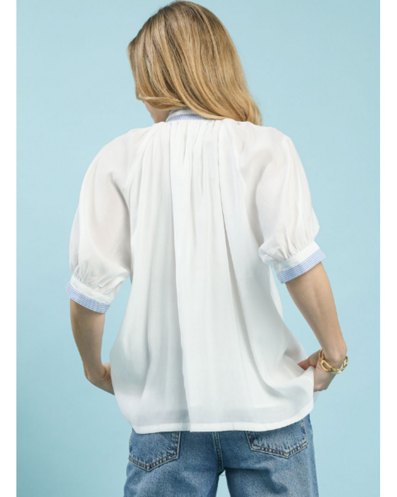 Pinstripe Trimmed Blouse