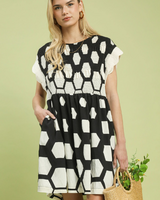 Hexagon Polk-A-Dot Babydoll Dress
