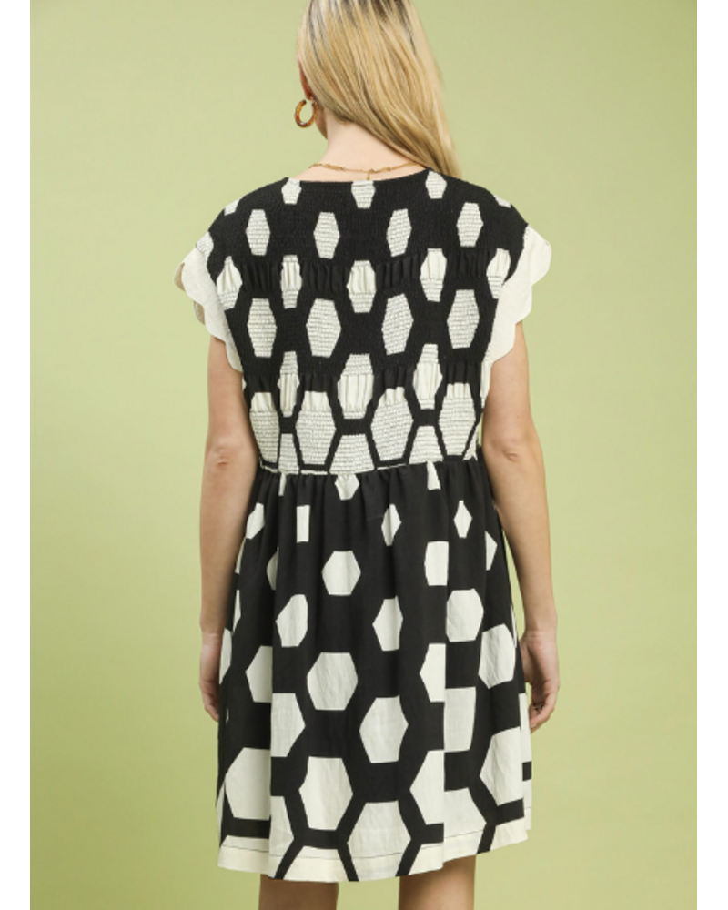 Hexagon Polk-A-Dot Babydoll Dress