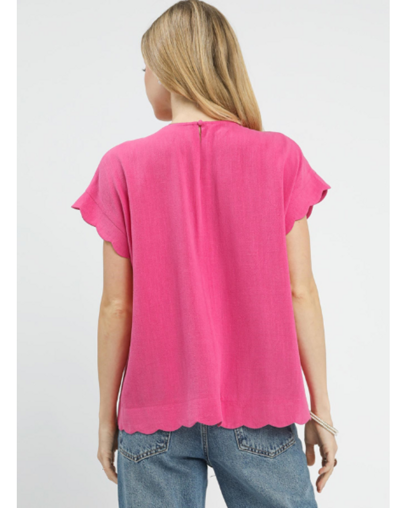 Scalloped Cap Sleeve Solid Top