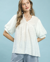 Textured Lace Trim Top