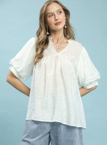 Textured Lace Trim Top