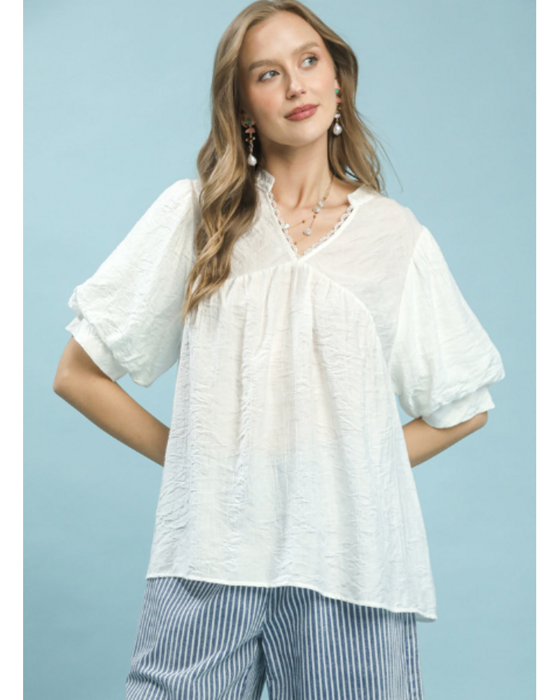 Textured Lace Trim Top