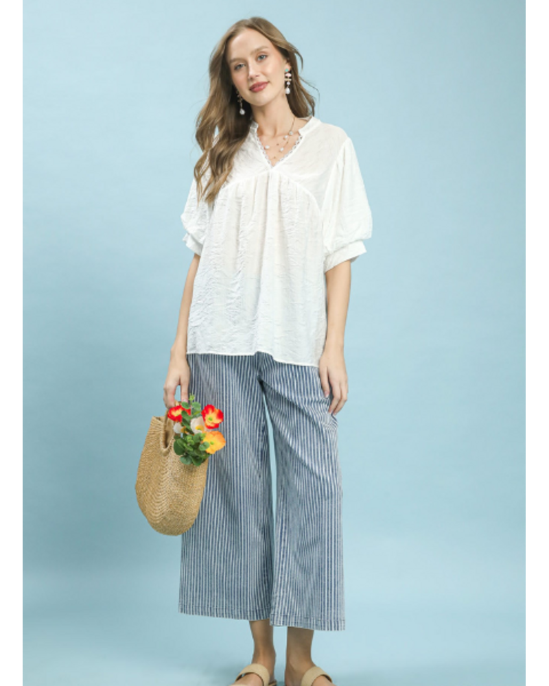 Textured Lace Trim Top