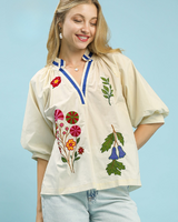 Embroidered Abstract Florals Top