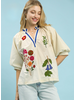 Embroidered Abstract Florals Top