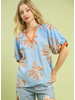 V-Neck Floral Puff Sleeve Top